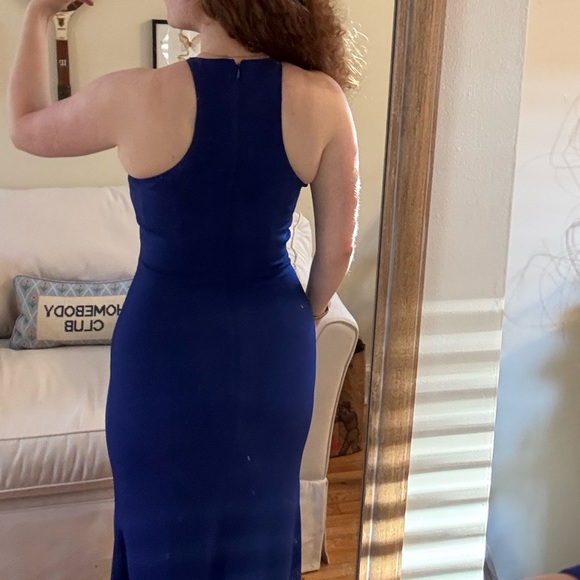 Badgley Mischka Blue Racer Back Dress - Picture 2 of 3